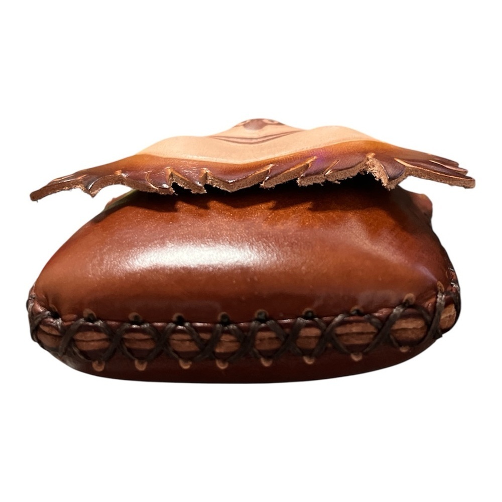 🦥 Genuine Leather Sloth Coin Purse | Brown Wristlet & Keychain - Picture 7 of 9